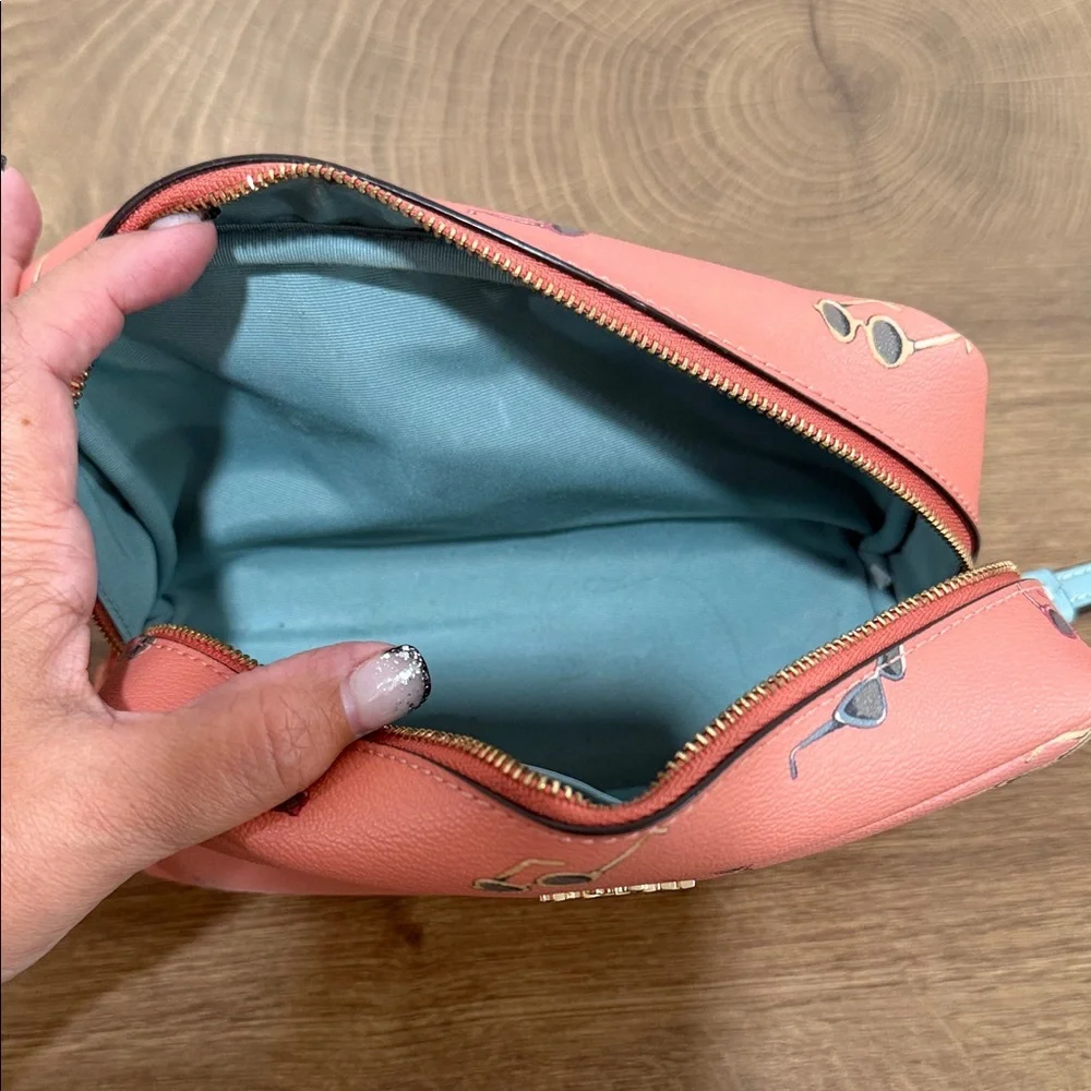 Coach Pink Sunglasses Print Cosmetic Case
